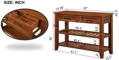 Mid-Century Style Solid Wood Console Table with Storage