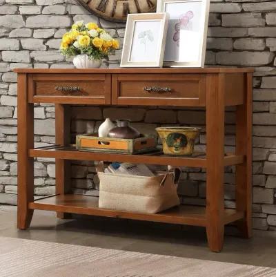 Mid-Century Style Solid Wood Console Table with Storage