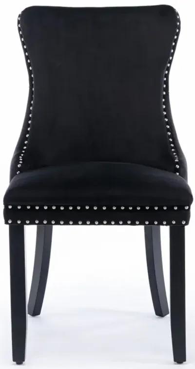 Black Upholstered Dining Chairs, Set of 2