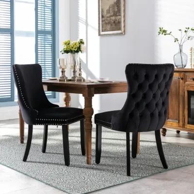 Black Upholstered Dining Chairs, Set of 2