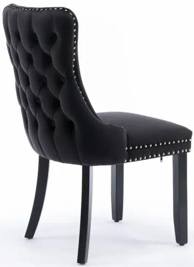 Black Upholstered Dining Chairs, Set of 2