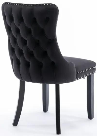 Black Upholstered Dining Chairs, Set of 2