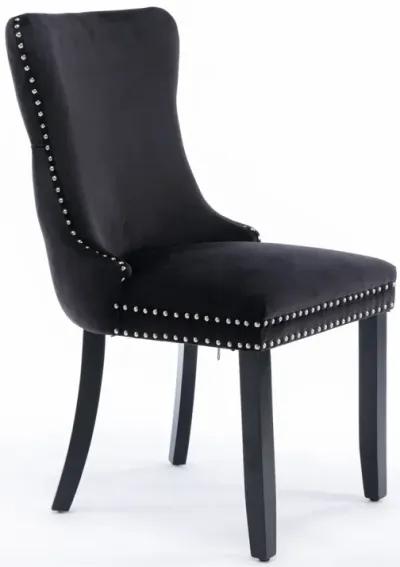 Black Upholstered Dining Chairs, Set of 2