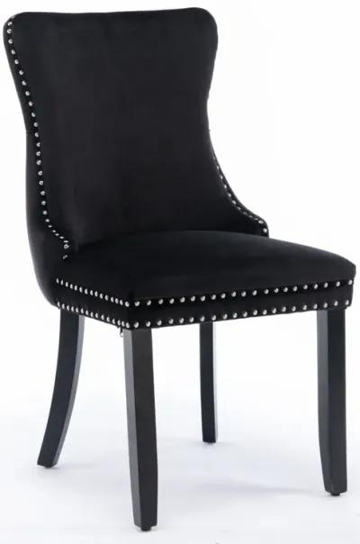 Black Upholstered Dining Chairs, Set of 2