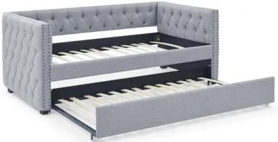 Hivvago Twin Upholstered Daybed with Trundle Tufted Button Sofa Bed in