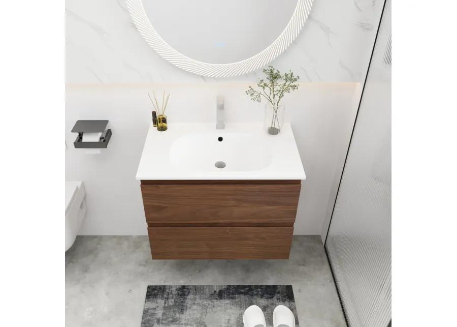 30" Bathroom Vanity With Gel Basin Top