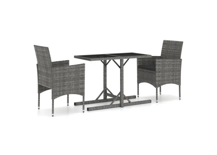 vidaXL 3 Piece Garden Dining Set Gray