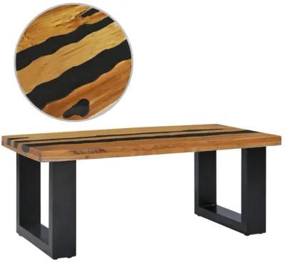 vidaXL Coffee Table 39.3"x19.6"x15.7" Solid Teak Wood and Lava Stone