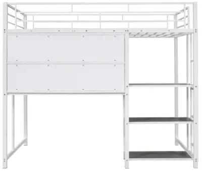 Merax Metal Loft Bed with Desk and Ladder