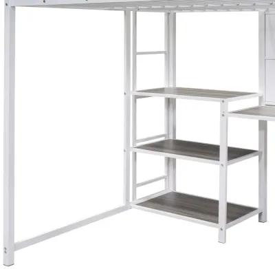 Merax Metal Loft Bed with Desk and Ladder