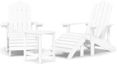 vidaXL Resistant HDPE White Patio Adirondack Chairs with Detachable Footstool and Table, Weather-Resistant, Low-Maintenance, Comfortable Design, Perfect for Garden/Terrace