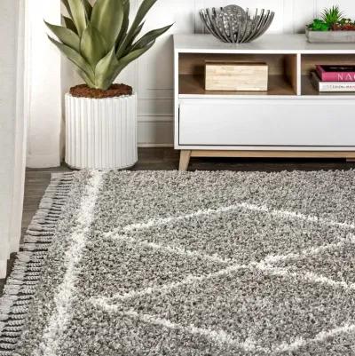 Beautiful Mercer Shag Plush Tassel Moroccan Tribal Geometric Trellis Area Rug