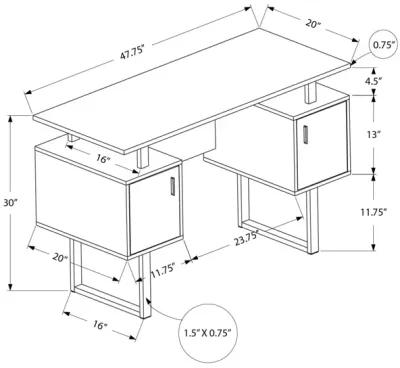 Monarch Specialties I 7605 Computer Desk, Home Office, Laptop, Storage, 48"L, Work, Metal, Laminate, White, Grey, Contemporary, Modern