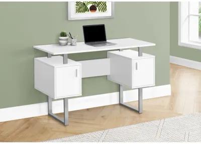 Monarch Specialties I 7605 Computer Desk, Home Office, Laptop, Storage, 48"L, Work, Metal, Laminate, White, Grey, Contemporary, Modern