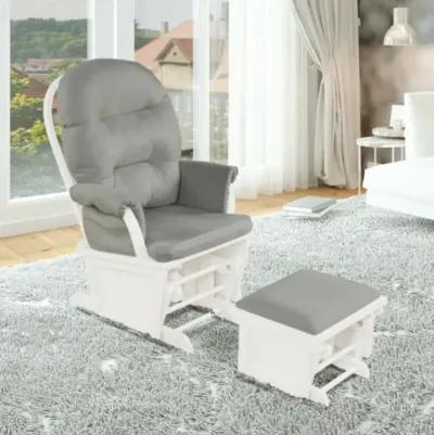 Baby Nursery Wooden Rocking Chair with Armrests and Cushion