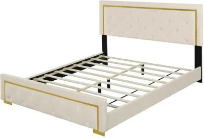 Merax Velvet Upholstered Platform Bed Frame