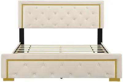 Merax Velvet Upholstered Platform Bed Frame