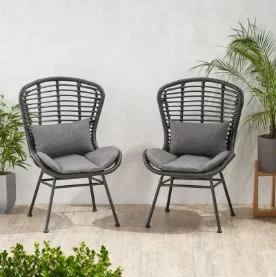 Merax 2 Pieces Outdoor Rattan Patio Chairs Set