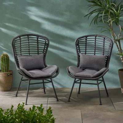 Merax 2 Pieces Outdoor Rattan Patio Chairs Set