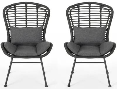 Merax 2 Pieces Outdoor Rattan Patio Chairs Set