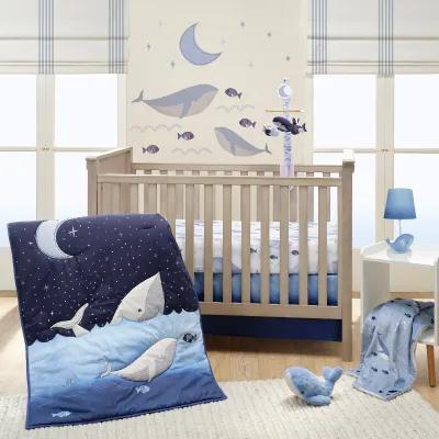 Lambs & Ivy Bubbles & Squirt 100% Cotton Whale/Ocean Fitted Crib/Toddler Sheet