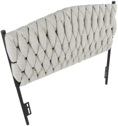 Braided Matisse Twin Size Headboard in Black Metal and Cream Fabric by Lumi Source