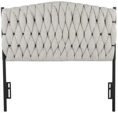 Braided Matisse Twin Size Headboard in Black Metal and Cream Fabric by Lumi Source