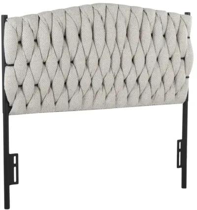 Braided Matisse Twin Size Headboard in Black Metal and Cream Fabric by Lumi Source