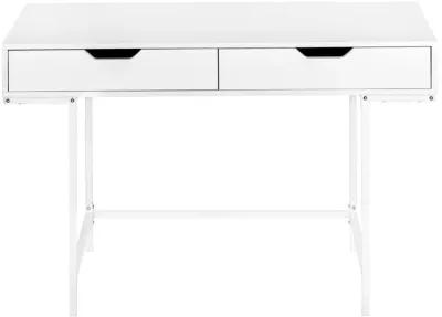 Monarch Specialties I 7554 Computer Desk, Home Office, Laptop, Storage Drawers, 48"L, Work, Metal, Laminate, White, Contemporary, Modern