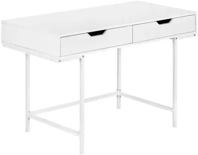 Monarch Specialties I 7554 Computer Desk, Home Office, Laptop, Storage Drawers, 48"L, Work, Metal, Laminate, White, Contemporary, Modern