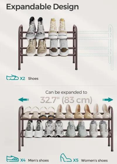 2-Tier Durable Metal Shoe Rack Organizer with Space-Saving Design for Shoes and Storage