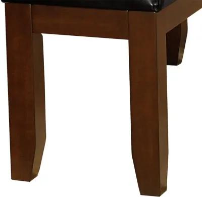 Dark Oak Finish Wooden Bench 1 Piece Faux Leather Upholstered Seat Simple Dining Furniture