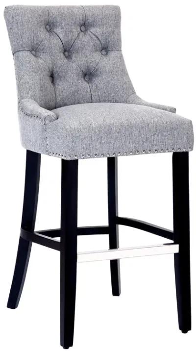 WestinTrends 29" Linen Fabric Tufted Upholstered Bar Stool, Black