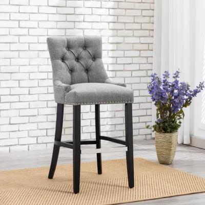 WestinTrends 29" Linen Fabric Tufted Upholstered Bar Stool, Black