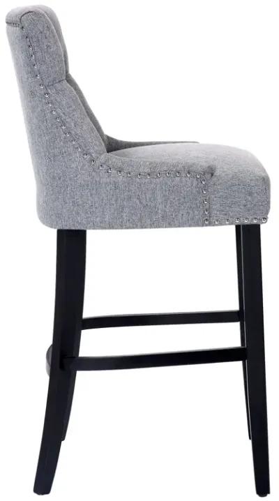 WestinTrends 29" Linen Fabric Tufted Upholstered Bar Stool, Black