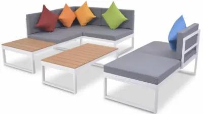 vidaXL Garden Corner Sofa Set 19 Pieces Aluminum WPC