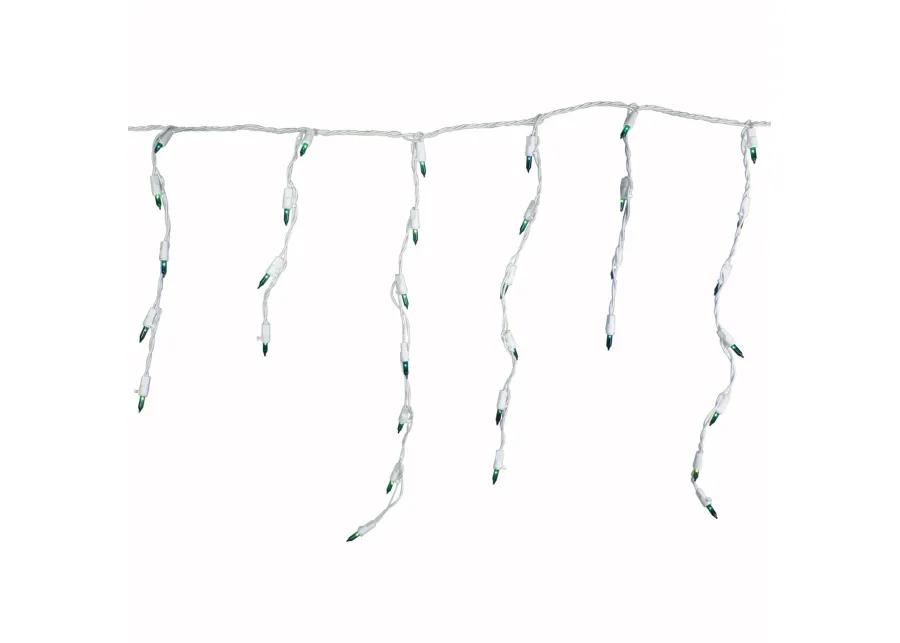 100 Count Teal Mini Icicle Christmas Lights  3.5 ft White Wire