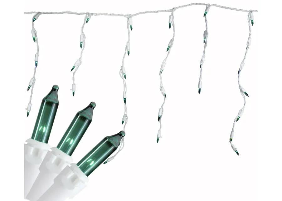 100 Count Teal Mini Icicle Christmas Lights  3.5 ft White Wire