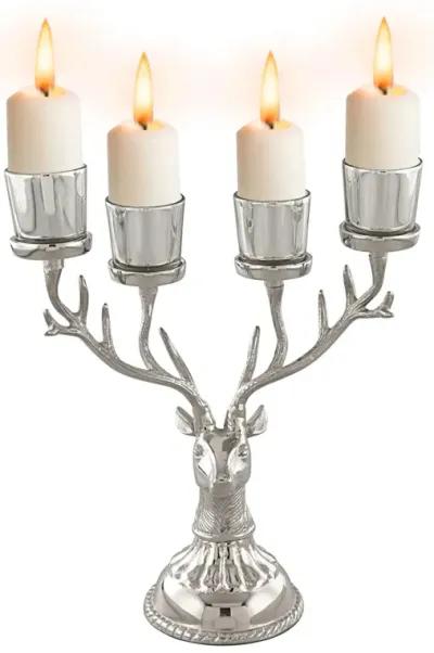 Reindeer Candle Holder Christmas Ornament for 4 Candles Aluminum Decoration-Silver