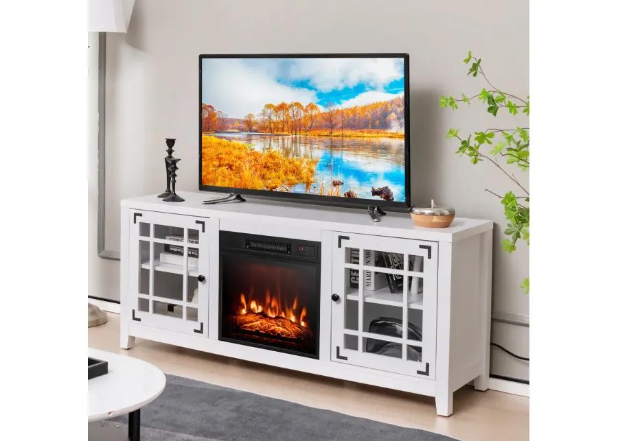 58 Inch Fireplace TV Stand with Adjustable Shelves for TVs up to 65 Inch