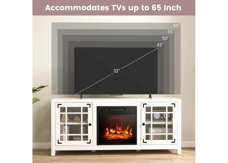 58 Inch Fireplace TV Stand with Adjustable Shelves for TVs up to 65 Inch