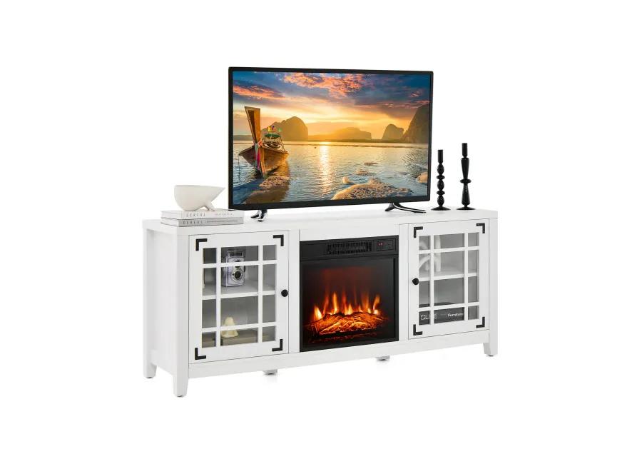 58 Inch Fireplace TV Stand with Adjustable Shelves for TVs up to 65 Inch