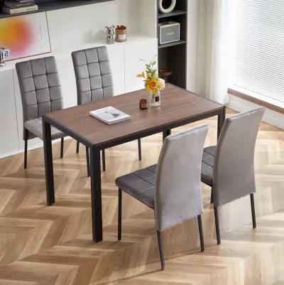 Creative Design Veneered MDF Wood Structure Rectangular Walnut Dining Table