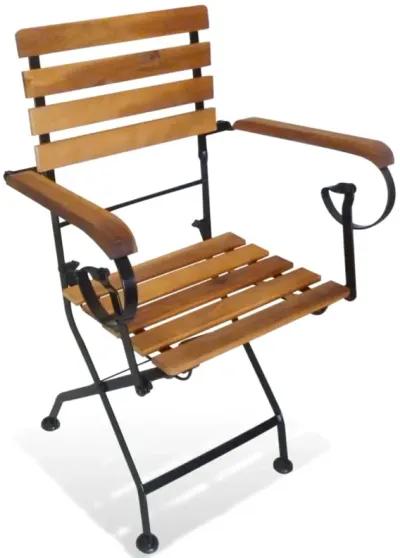 vidaXL Folding Patio Chairs 2 pcs Steel and Solid Wood Acacia