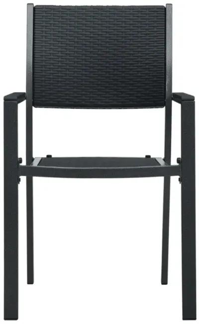 vidaXL Garden Chairs 4 pcs Black Plastic Rattan Look