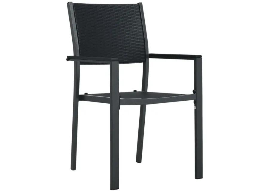 vidaXL Garden Chairs 4 pcs Black Plastic Rattan Look