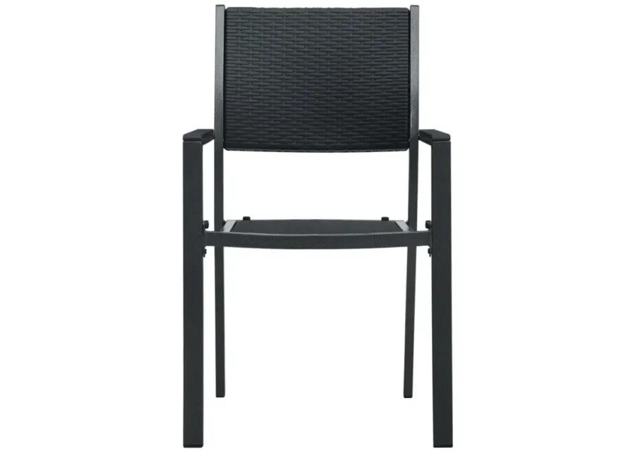 vidaXL Garden Chairs 4 pcs Black Plastic Rattan Look