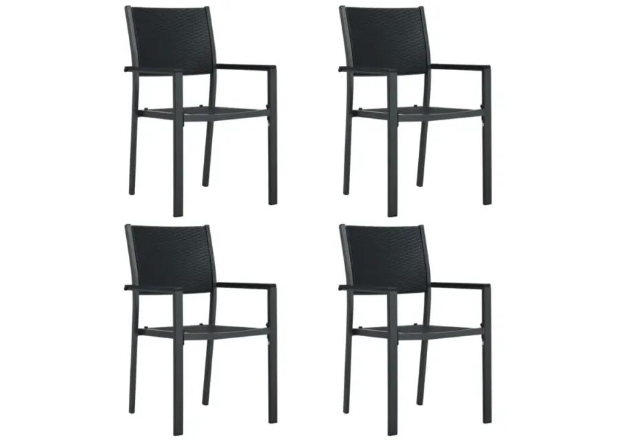 vidaXL Garden Chairs 4 pcs Black Plastic Rattan Look