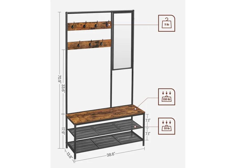 Coat Rack Shoe Bench with Mirror Stylish Storage Solution for Entryway