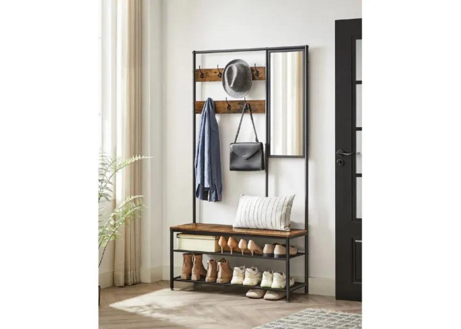 Coat Rack Shoe Bench with Mirror Stylish Storage Solution for Entryway